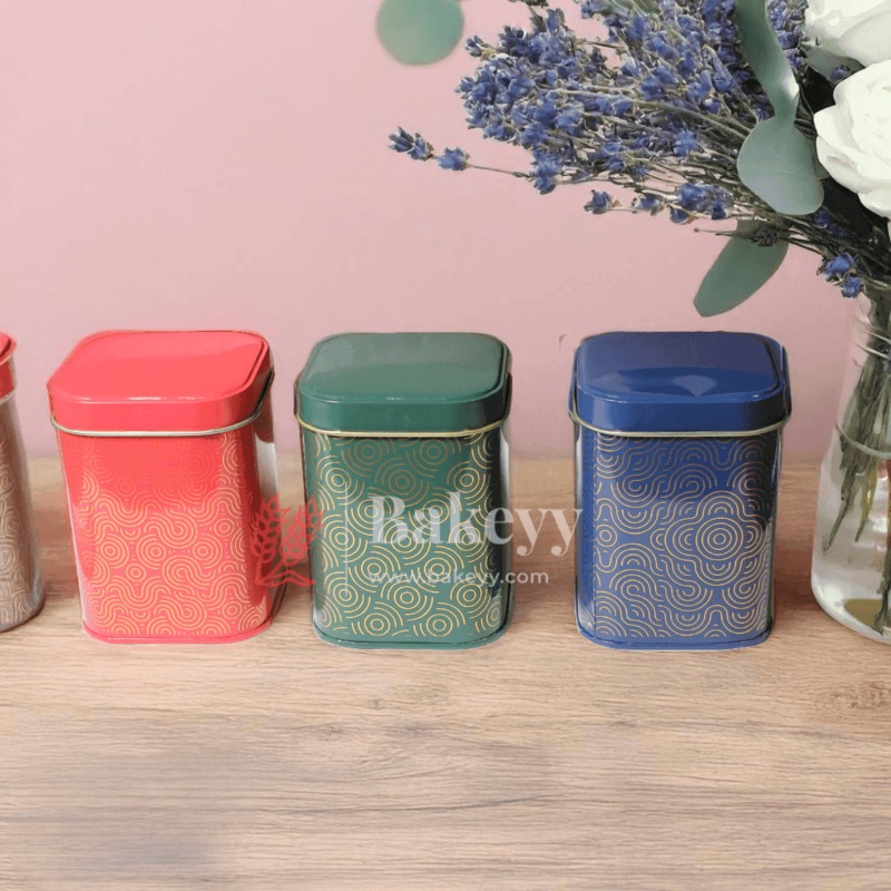 Premium Rectangle Decorative Tin Storage Containers |  Vibrant, Modern Patterns | 1 Piece
