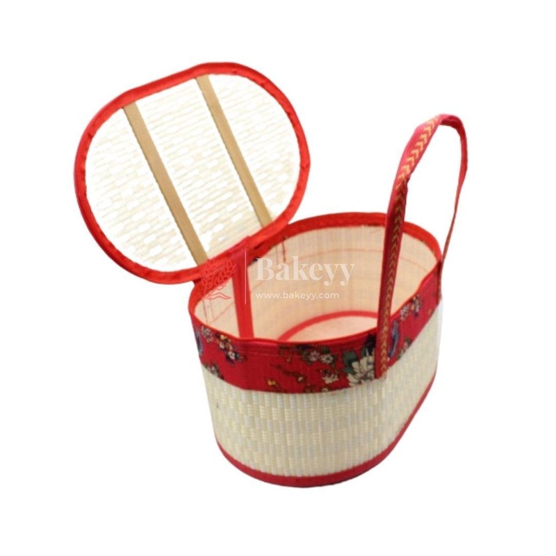 Red Oval Wooden baskets, handmade wicker basket