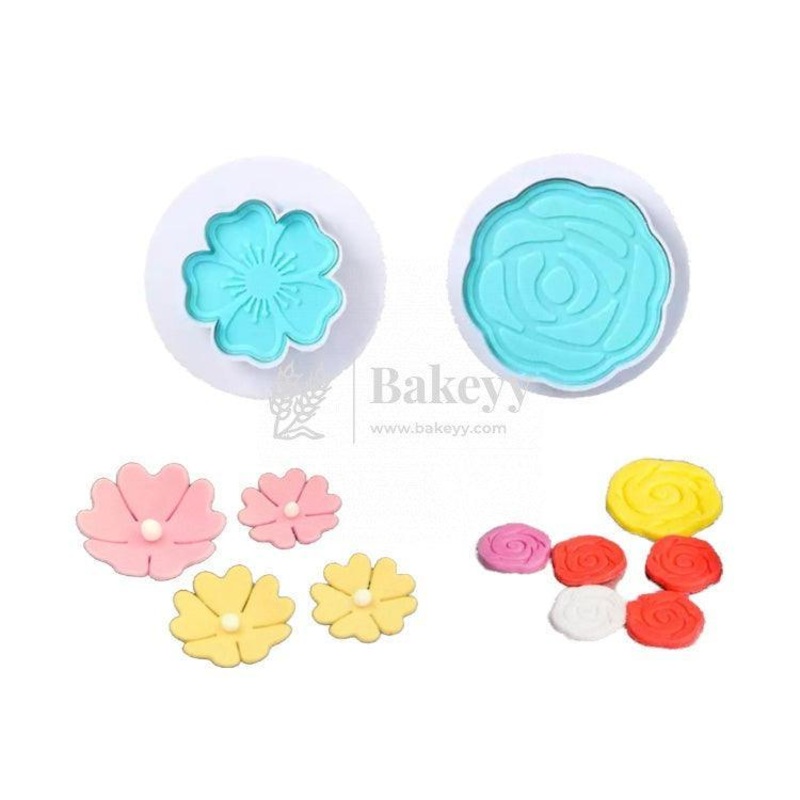 Rose & Sunflower Plunger Cutter | Fondant Mould | 2 pcs