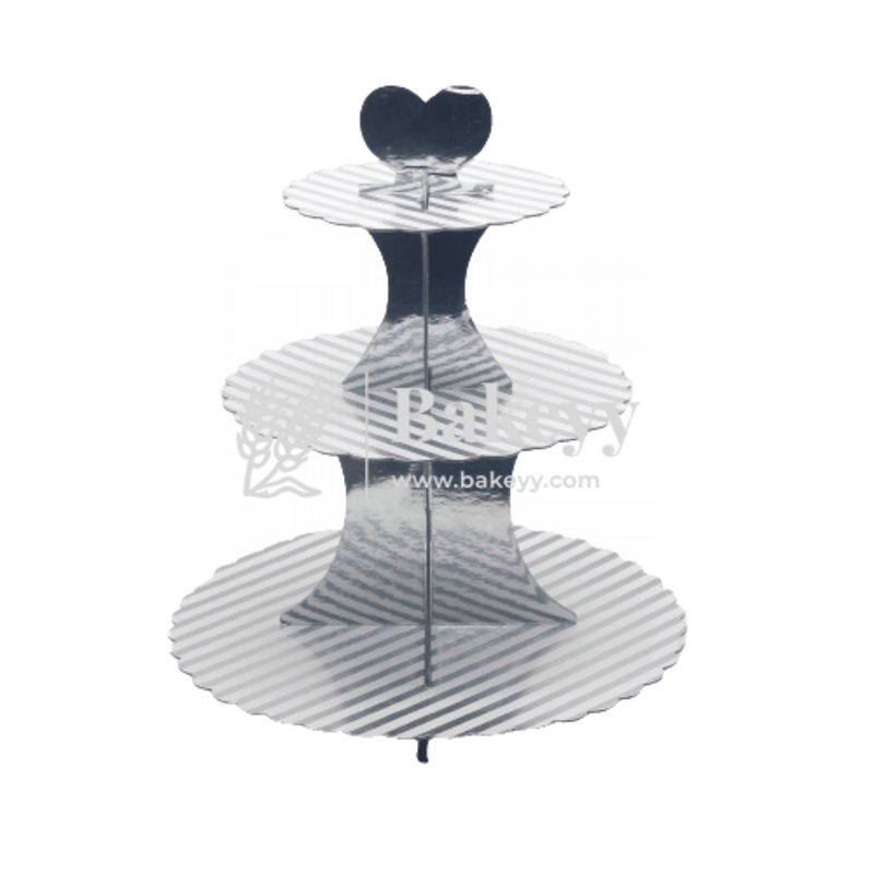 Tier Layer Cupcake Dessert Paper Stand Display Rack | White Stripes| 1 Piece
