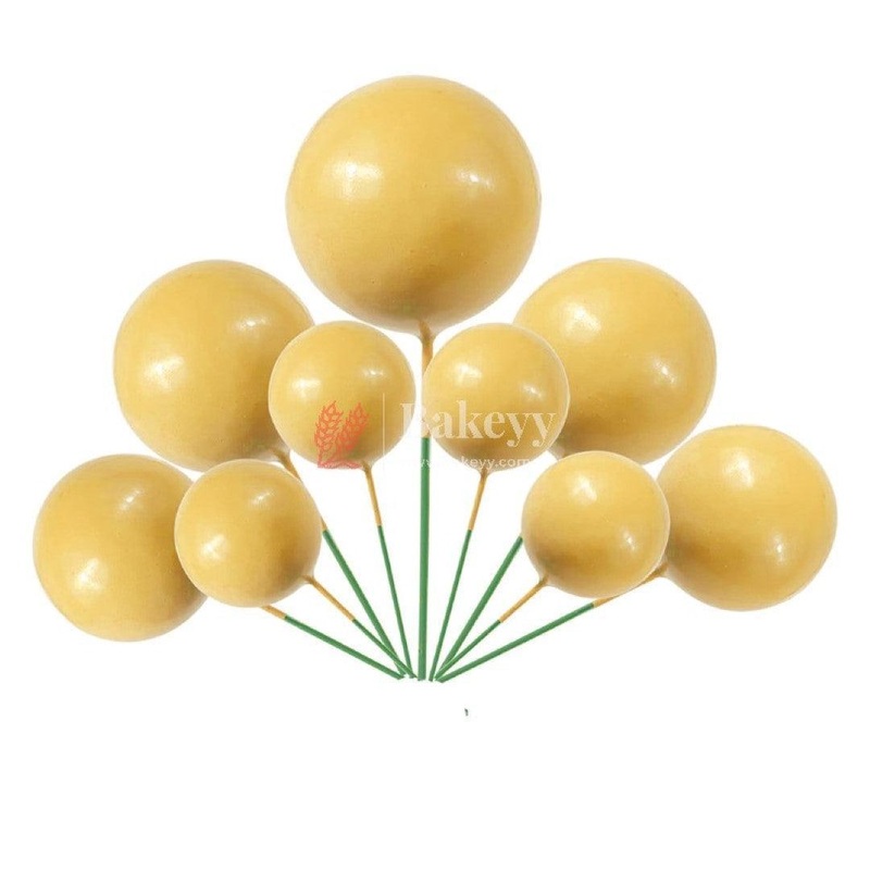Yellow Round Ball Topper For Cake and Cupcake Decoration