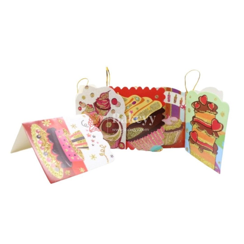 Cake Shape Tags | Eco-Friendly | Tags with Golden Thread | Pack of 10 | Mix Design