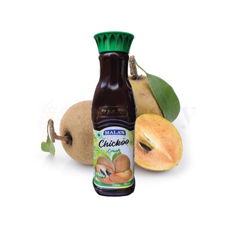 Mala's Chickoo Crush  Pulpy Fruit Crush for Refreshing Drinks & Desserts | 750ml