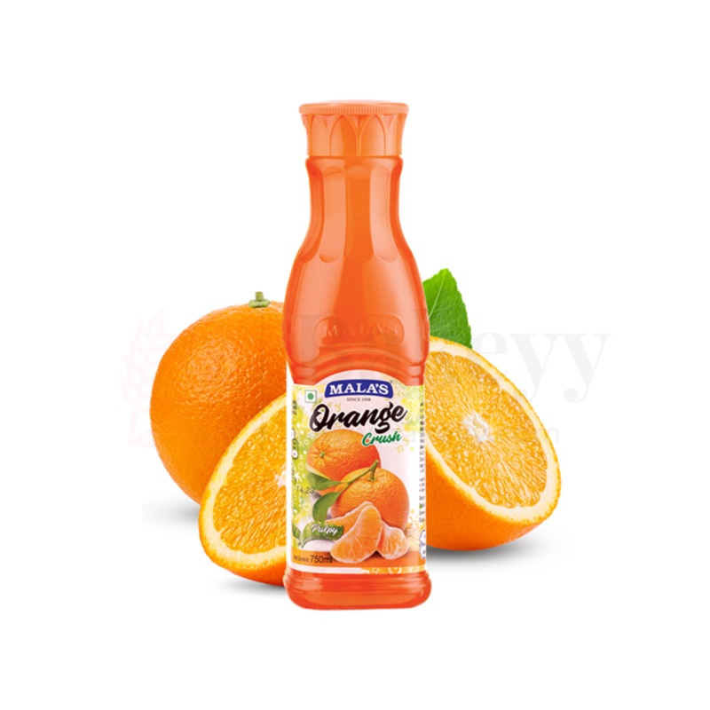 Mala's Orange Crush  Pulpy Fruit Crush for Refreshing Drinks & Desserts | 750ml