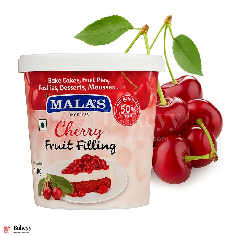 Malas Cherry Fruit Filling  1kg | 50% Real Fruit | Dessert & Bakery Use