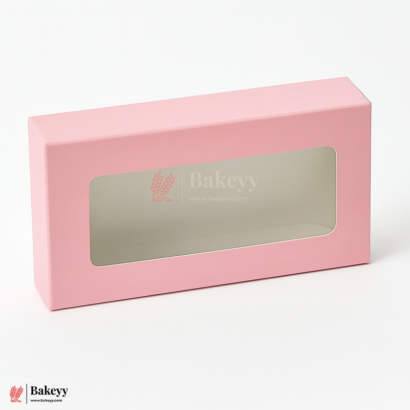 Premium Sliding Bar Box for Kunafa & Dessert Bars  16x9x3cm|Light Pink Color | Window Display (Pack Of 10)