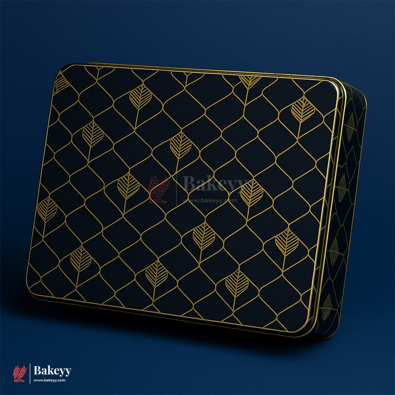 Rectangle Premium Black & Gold Metal Gift Tin Box  Elegant Reusable Packaging | Pack of 2