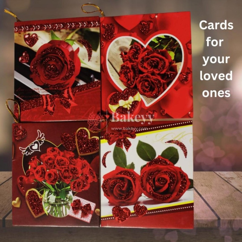 Red Rose Tags | Eco-Friendly | Tags with Golden Thread | Pack of 10 | Mix Design
