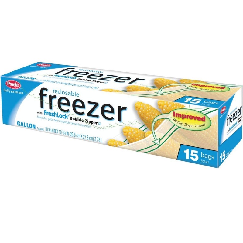 15 Pack Freezer Bags with Double Zipper