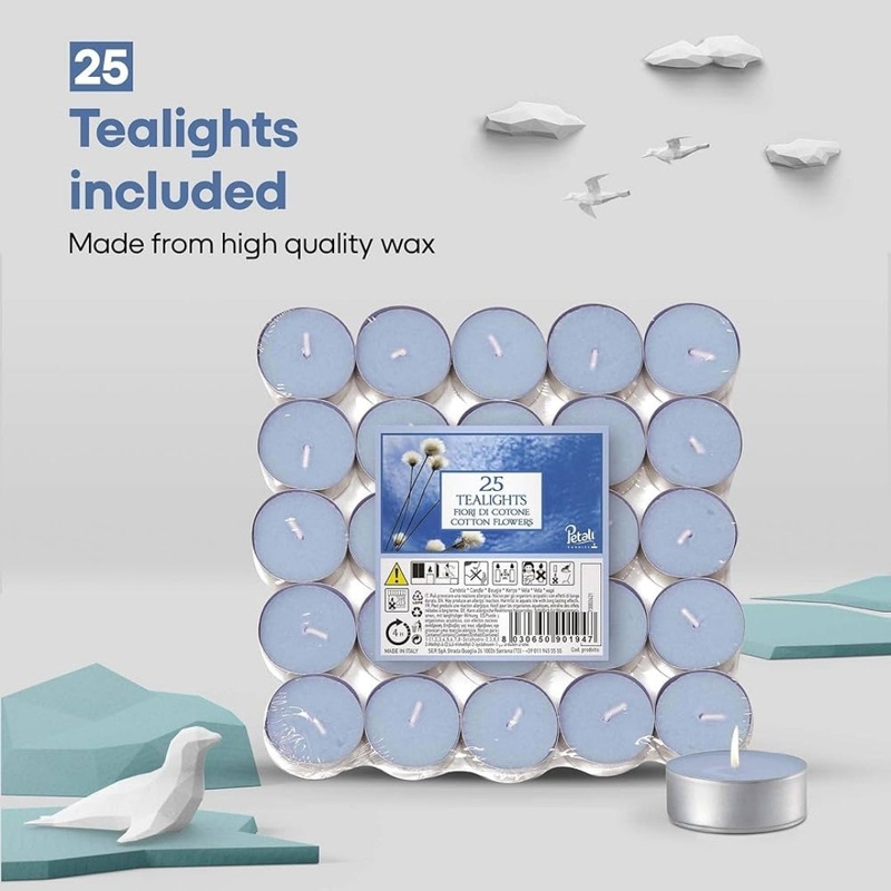 25 - Pack Scented Tealights Cotton Flower
