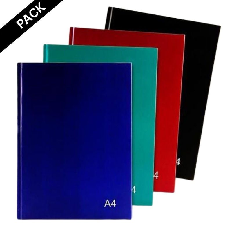 A4 Hardcover Notebooks 4 Bold Colours  160 Pages ( Box of 28 )