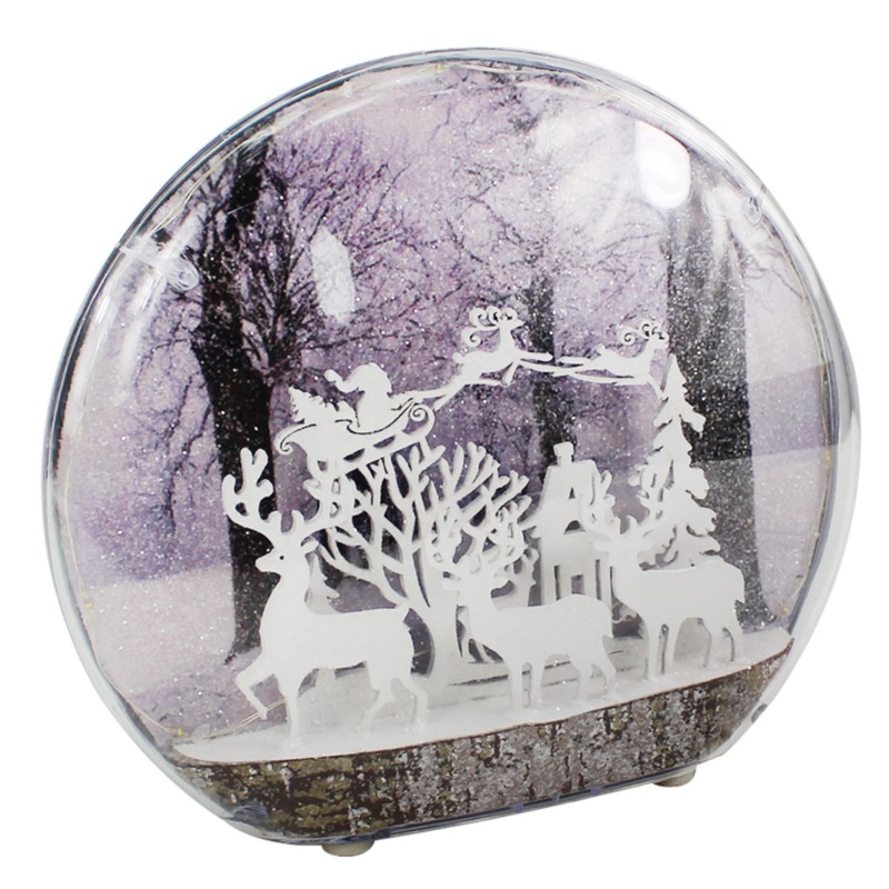 Assorted 22cm Wooden LED Christmas Oval Dome