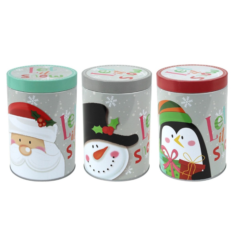 Assorted Cylinder Christmas Cookie Tins