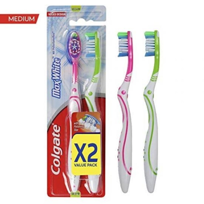 Colgate Max White Medium Toothbrush  2 Pack
