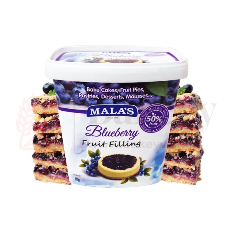 Malas Blueberry Fruit Filling  1kg Bucket | Ready-to-Use Bakery Ingredient