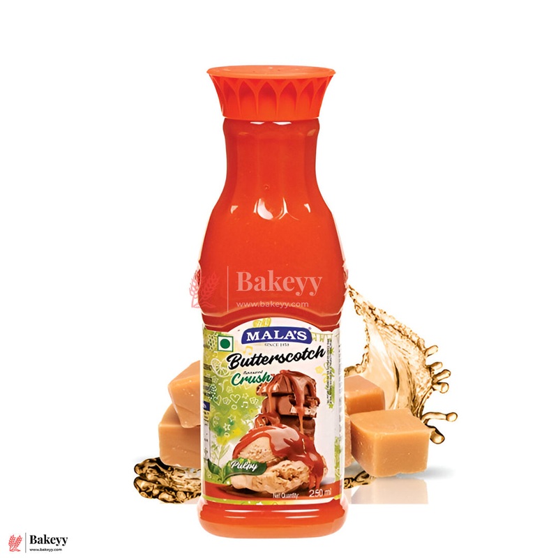 Malas Butterscotch Flavoured Crush  250ml | Sweet & Tart Flavour for Beverages & Desserts