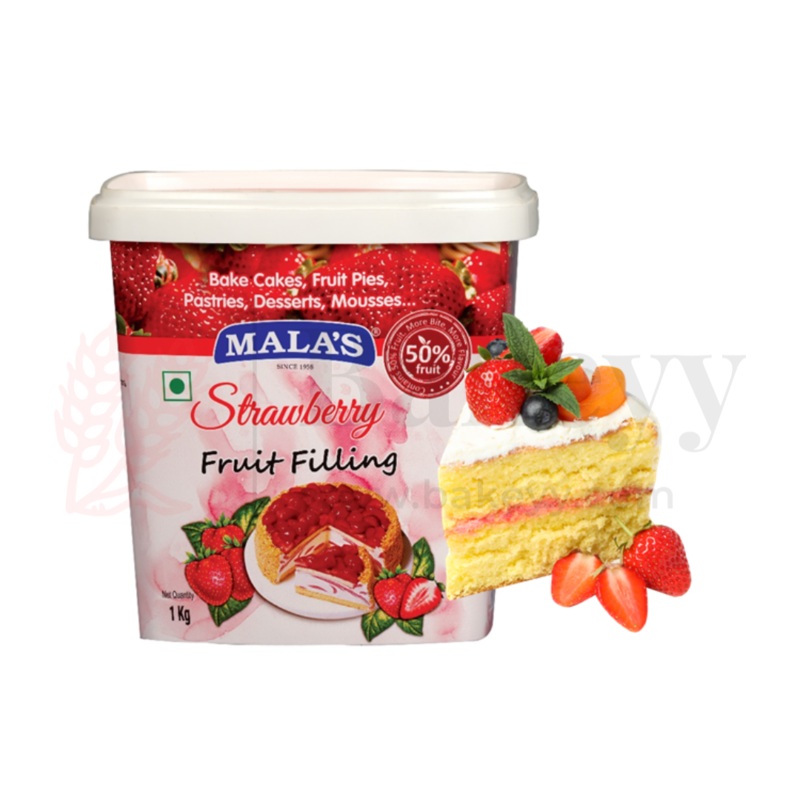 Malas Strawberry Fruit Filling  1kg Bucket | Ready-to-Use Bakery Ingredient