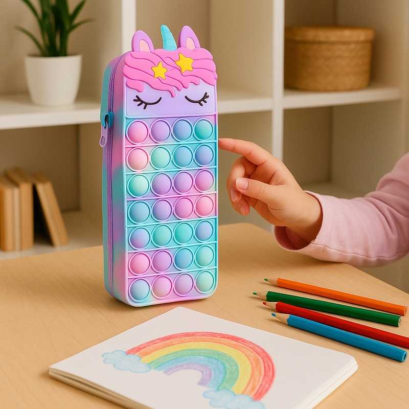 Unicorn Pop It Fidget Pencil Case