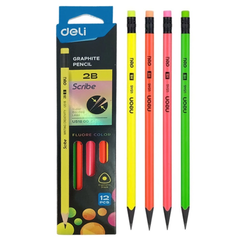 HB 12 Neon Pencils by Deli