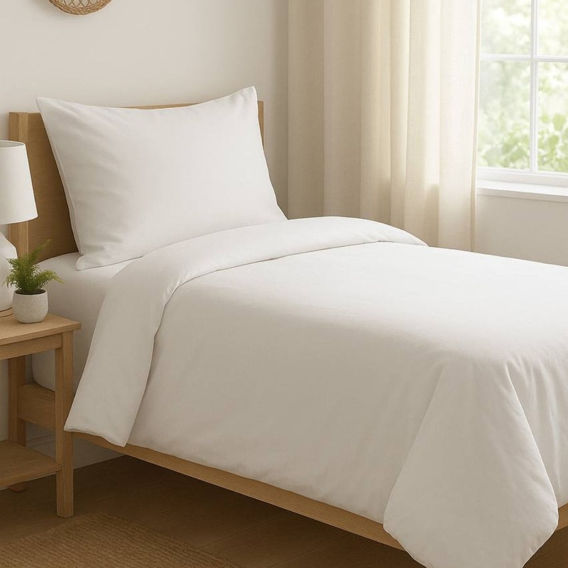 Single White Duvet Cover Set with Pillowcase