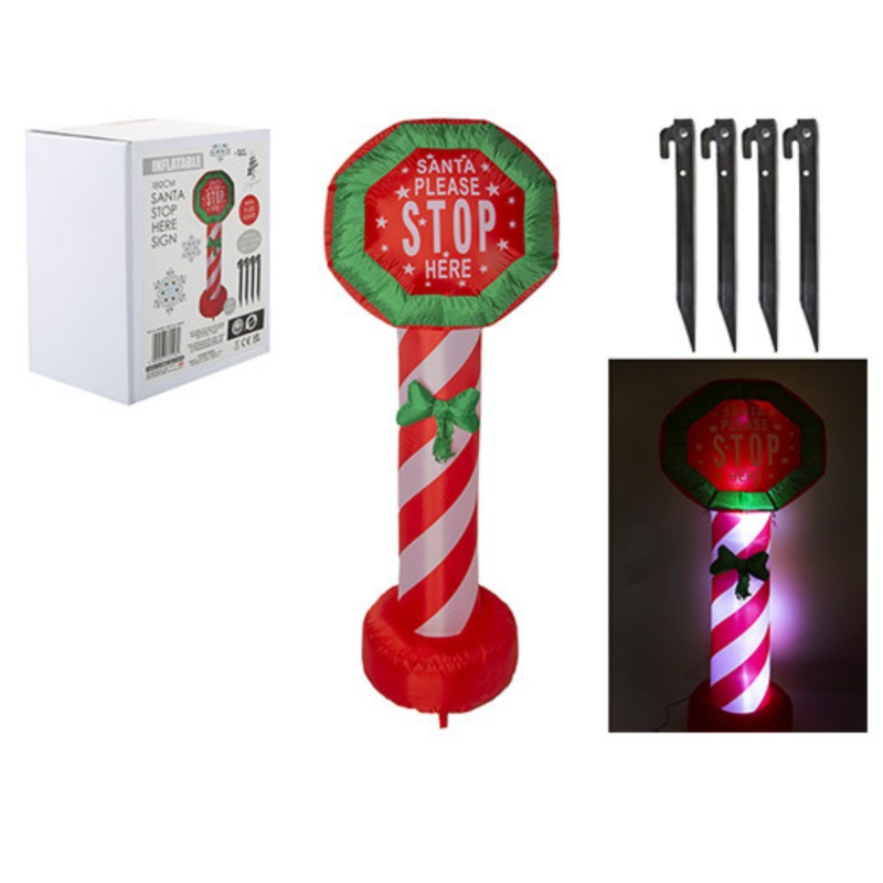 1.8M Inflatable Santa Stop Here Sign
