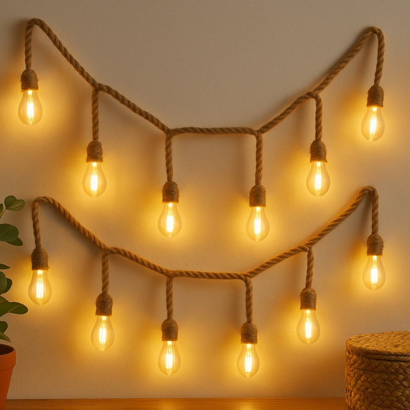 10 Bulb Hemp Rope LED Lights