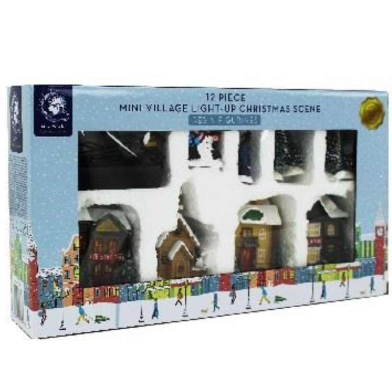 12pc Christmas Light-Up Village Scene