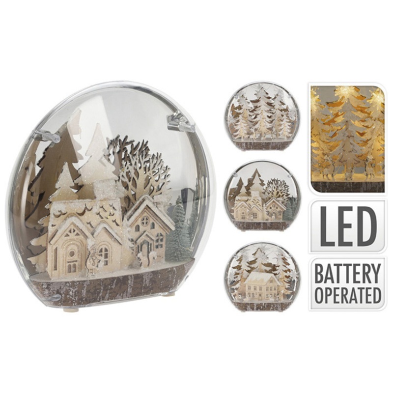 22cm LED Light-Up Oval Christmas Scene
