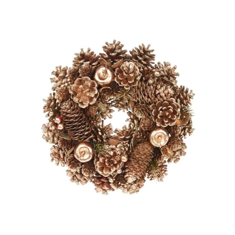 26cm Gold Pine Cone Christmas Wreath
