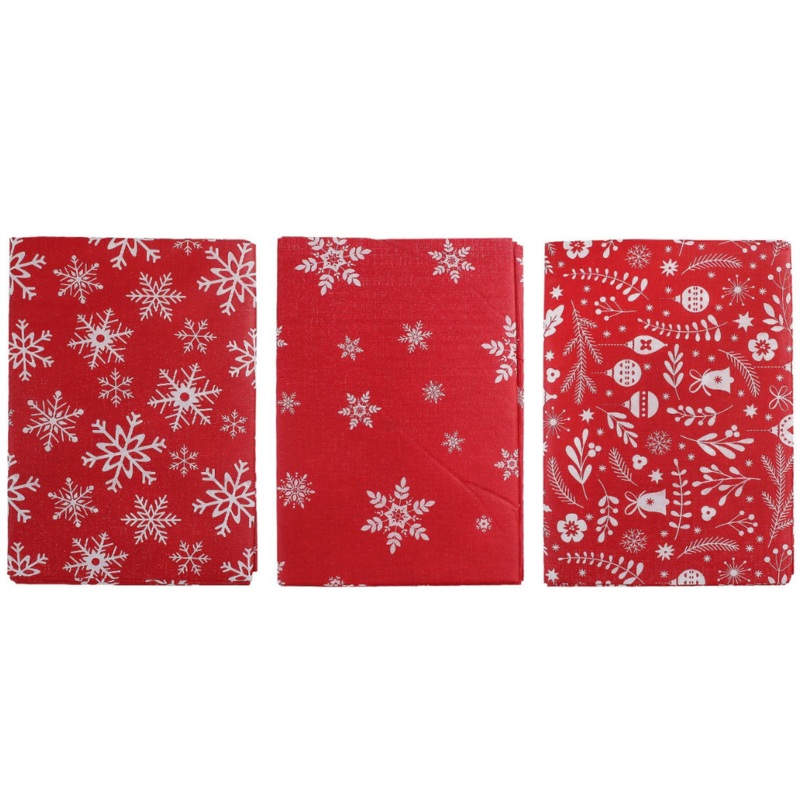 3 Assorted 130cm x 180cm Red Christmas Tablecloth