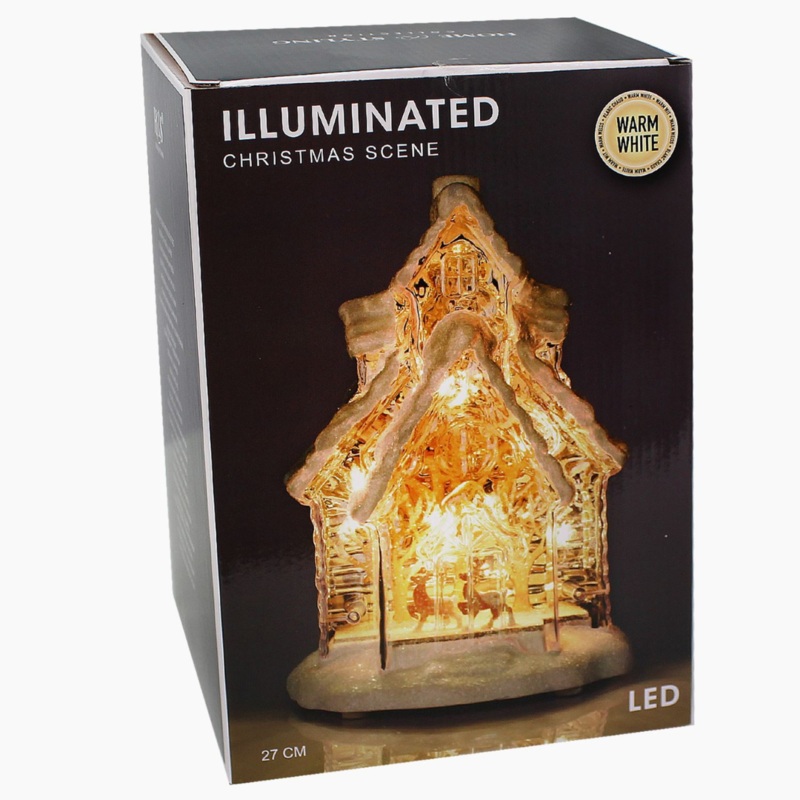 3 Assorted Acrylic LED Light-Up Christmas Houses