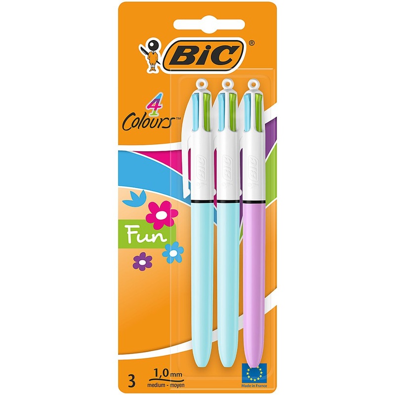 3 Pack of BIC 4 Colour Fun Ballpens