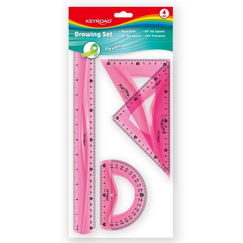 4pc 30cm/12" Flexible Ruler Set  Hang Pack