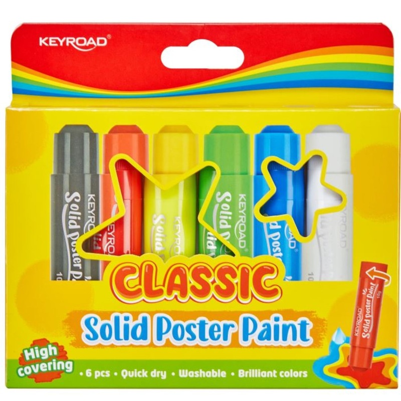 6-Pack Solid Poster Paint Sticks  Classic Colours