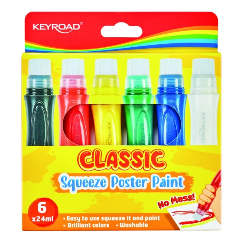 6-Pack Squeeze Poster Paint Brush Pens  Assorted Colours