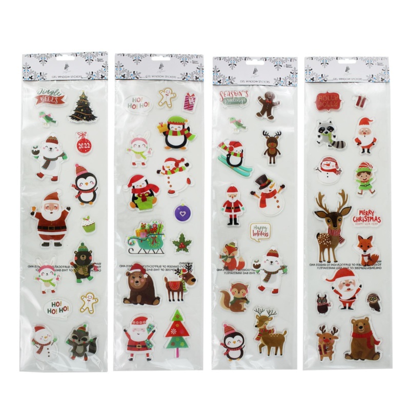 Assorted Christmas 15x55cm Gel Window Stickers