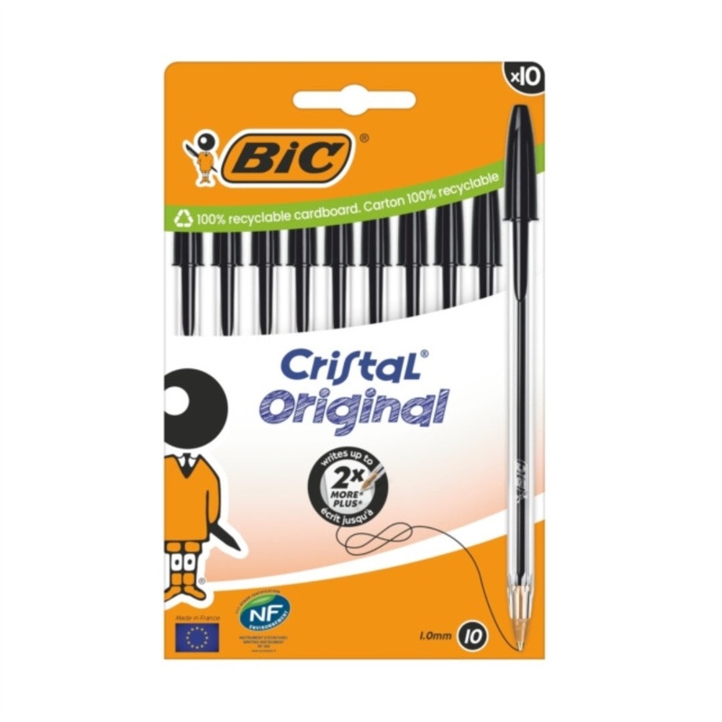 BIC Cristal Black Ballpoint Pens  Pack of 10