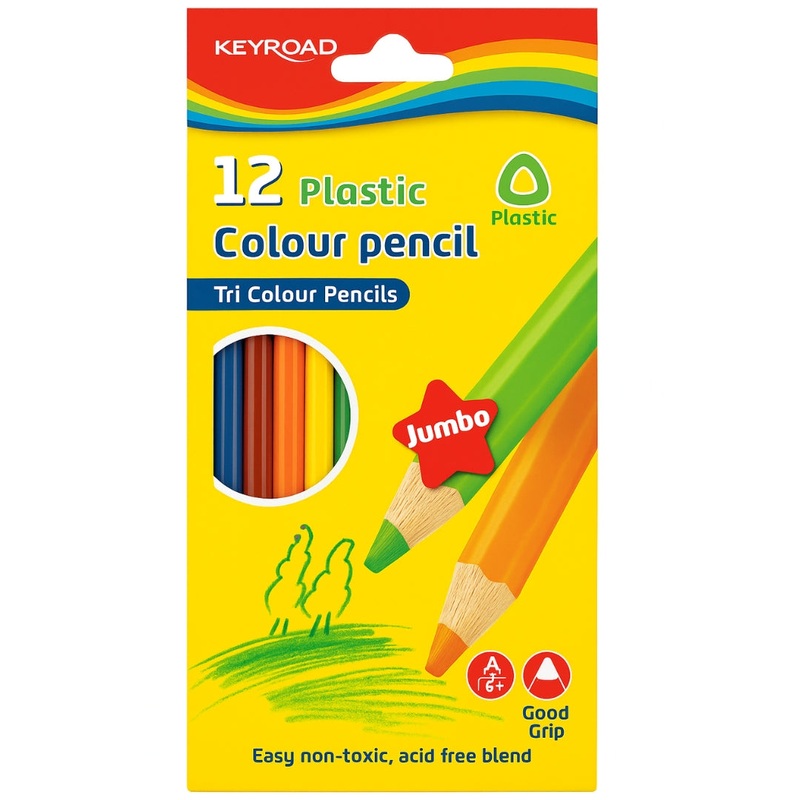 Box of 12 Jumbo Triangular Colouring Pencils