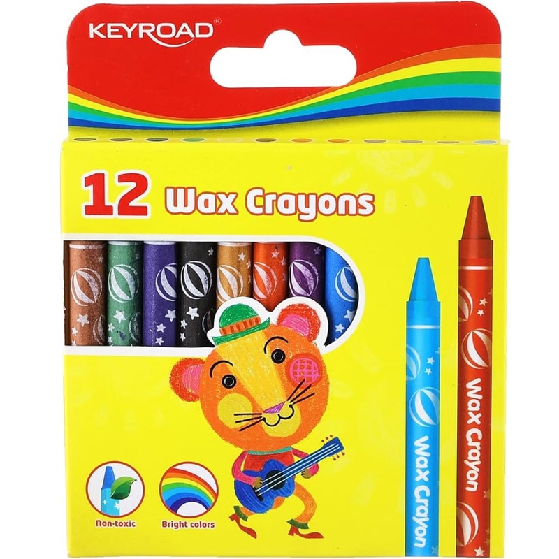 Box of 12 Wax Crayons  Assorted Colours
