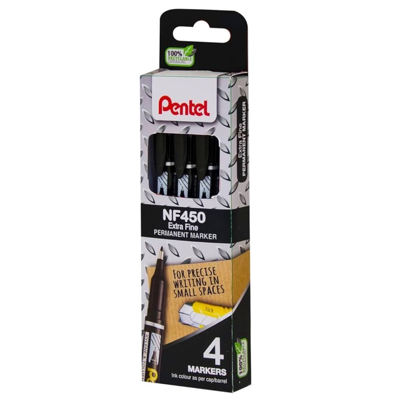 Pentel 4-Pack Black Fine Tip Permanent Markers