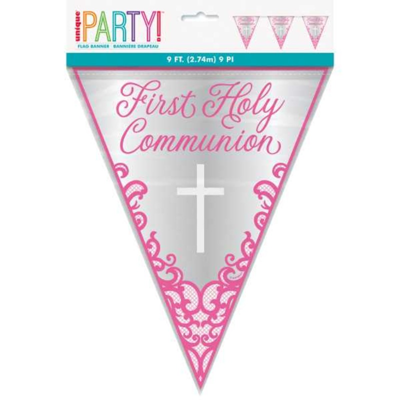 Pink Banner Holy Communion w/Cross