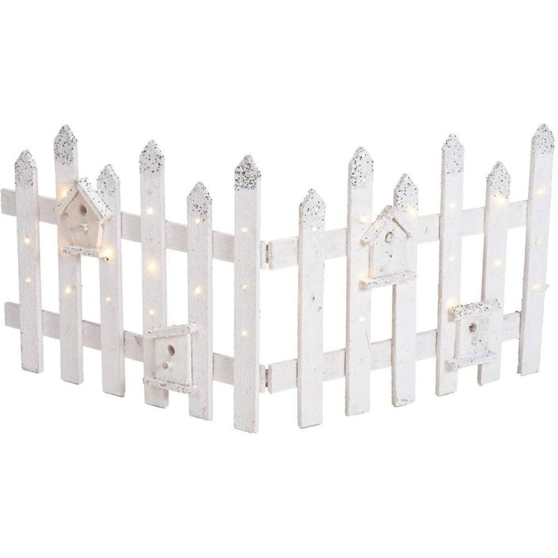 White Glitter LED Christmas Fence