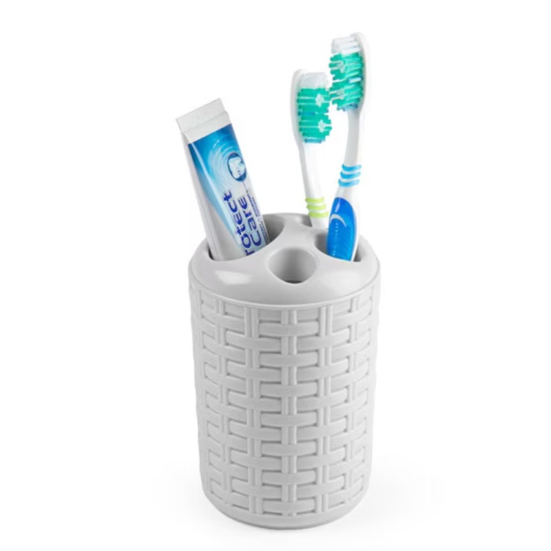 White Rattan Toothbrush Holder