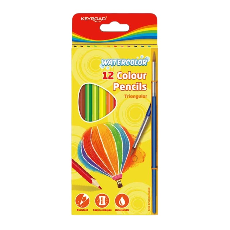 12 Watercolour Pencils with Brush