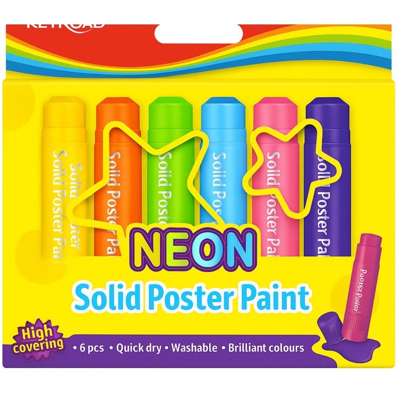 6-Pack Neon Solid Poster Paint Sticks