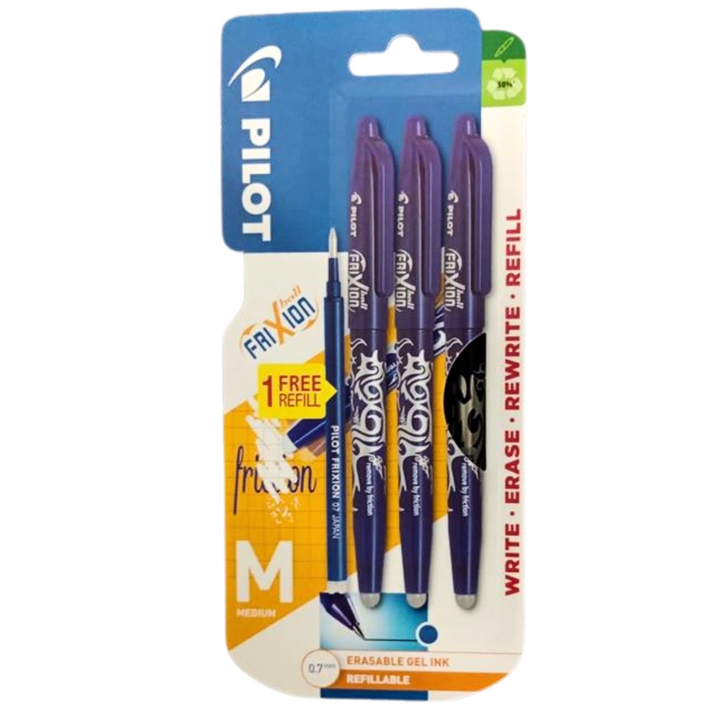Blue Frixion Pens  3 Pack with 1 Free Refill
