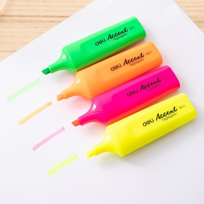 Bright Highlighter Chisel Tip 4 Pack by Deli