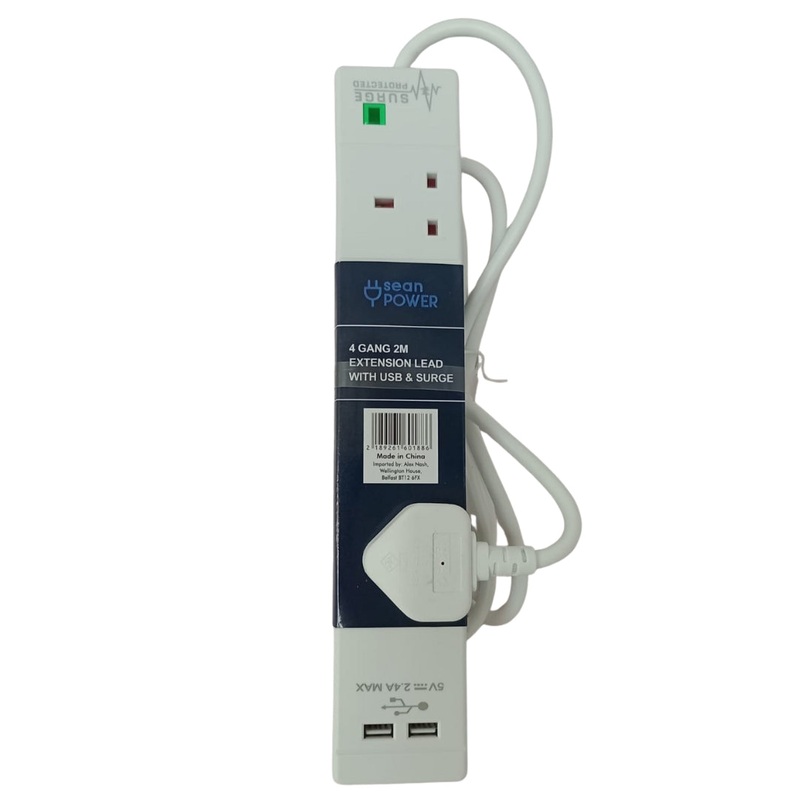 4 Gang 2M Extension Lead with USB