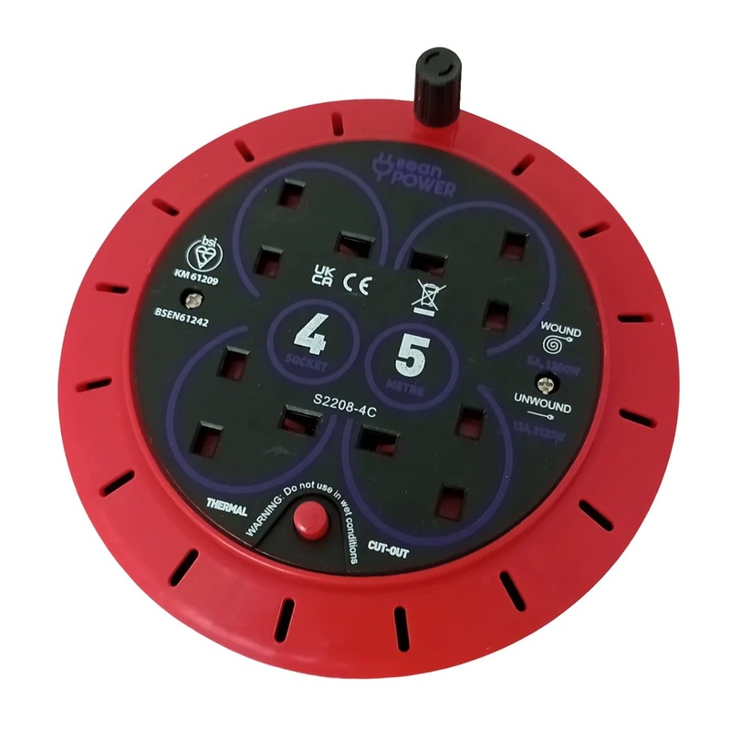 4 Way 13A Cassette Cable Reel