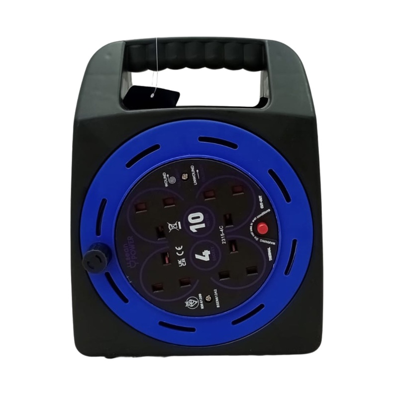 4 Way 13A Handbag Cable Reel with Thermal Cut-Out